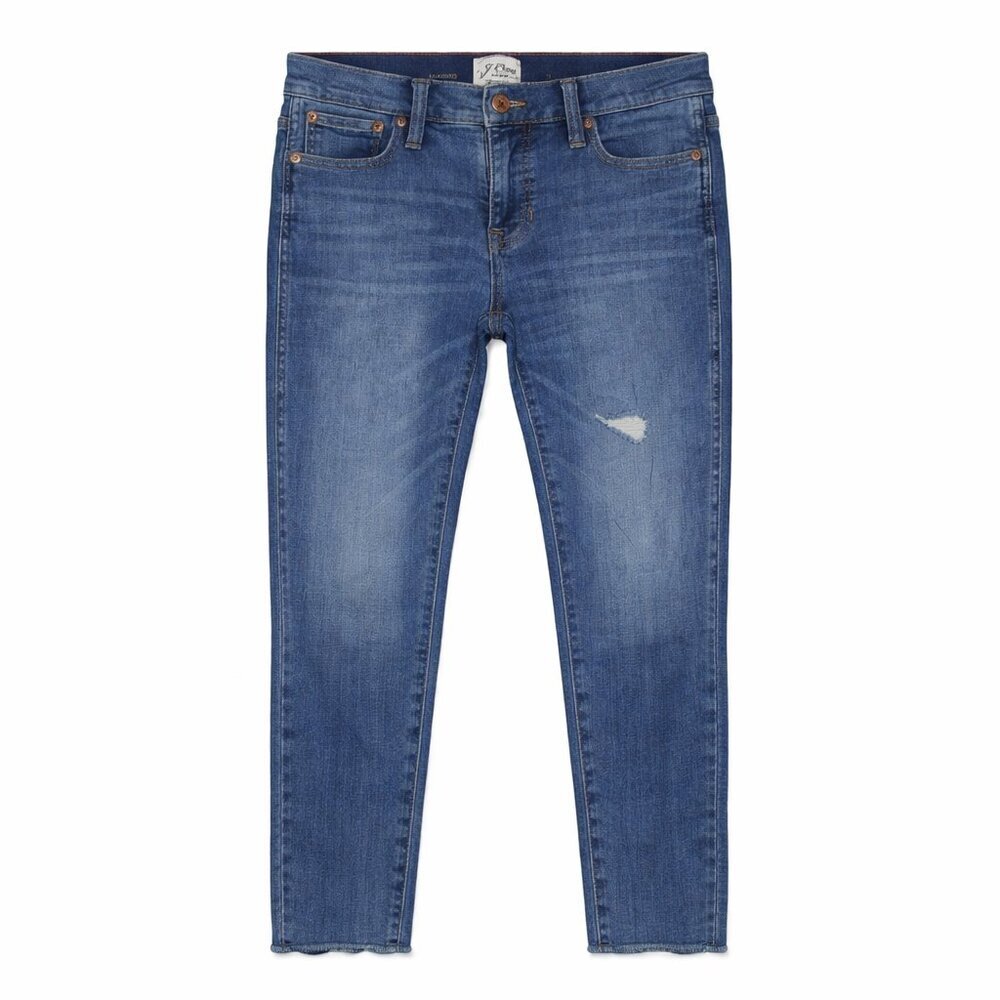 J. Crew Denim 9” Vintage Straight Distressed Medium Wash Jeans Size 26